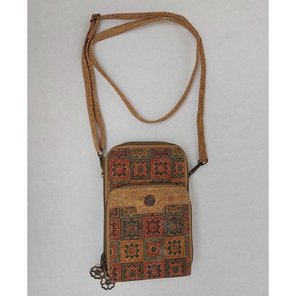 Cork Crossbody Bag Women Small Unique Purse 3 Zip Pockets Phone Case Travel Boho